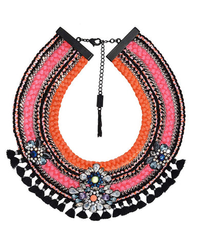 Mary Jane Claverol Kulu Pink and Orange Necklace